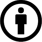 Icon representing the Creative Commons license term BY for Attribution.